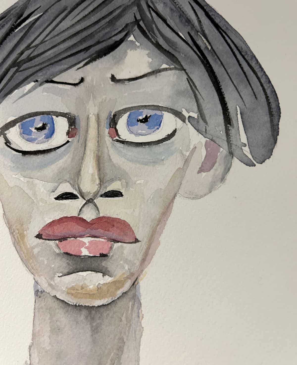 a close up of a woman's face