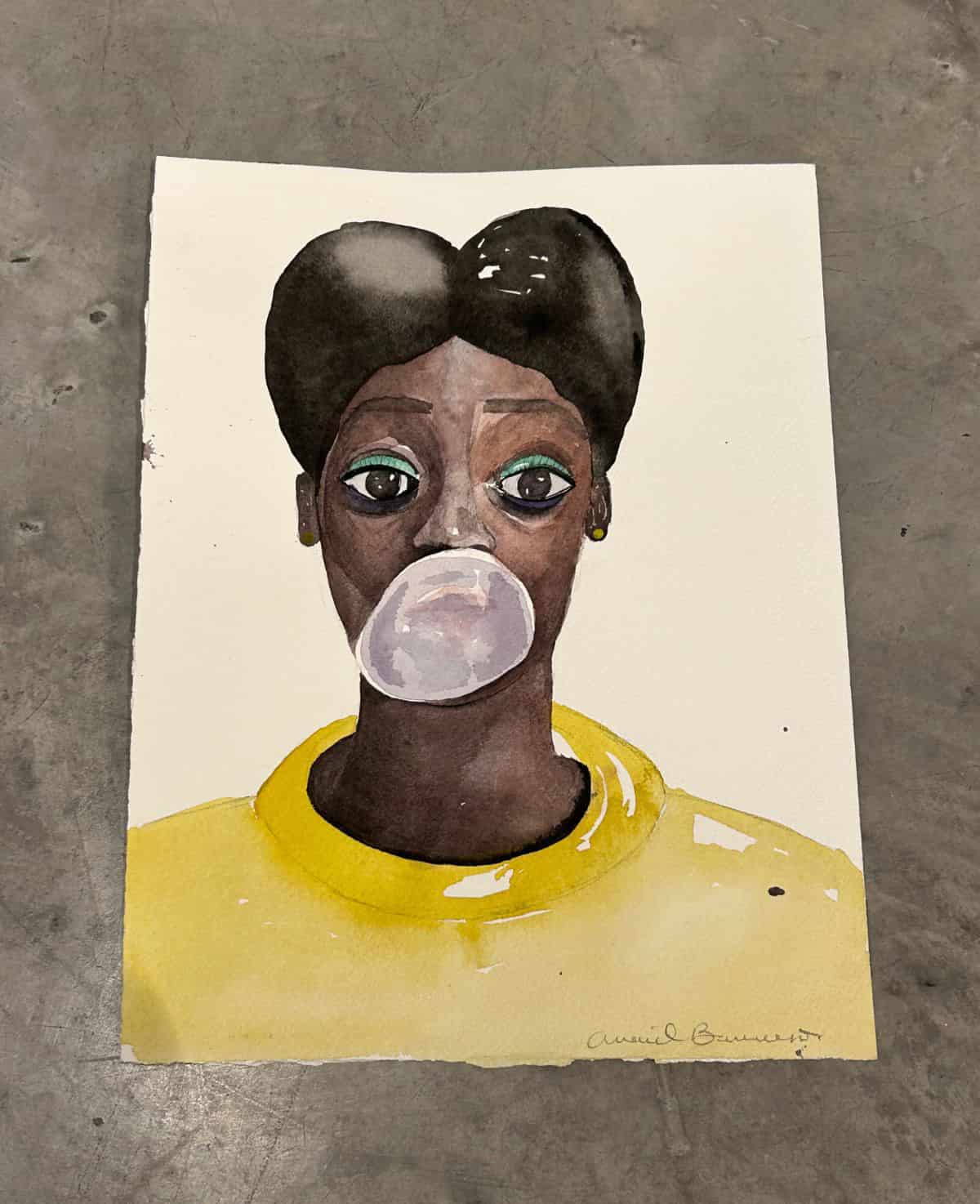 mujer con chicle burbuja