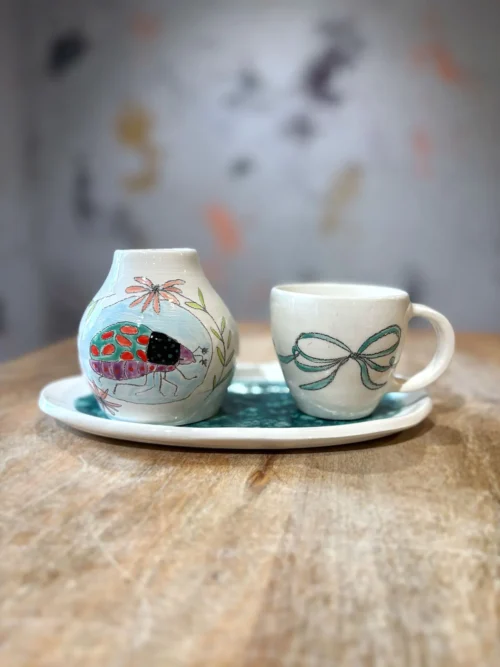 Juego Vasija, taza y bandeja